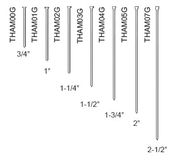 16 ga Finishing Nails leg lengths and part numbers